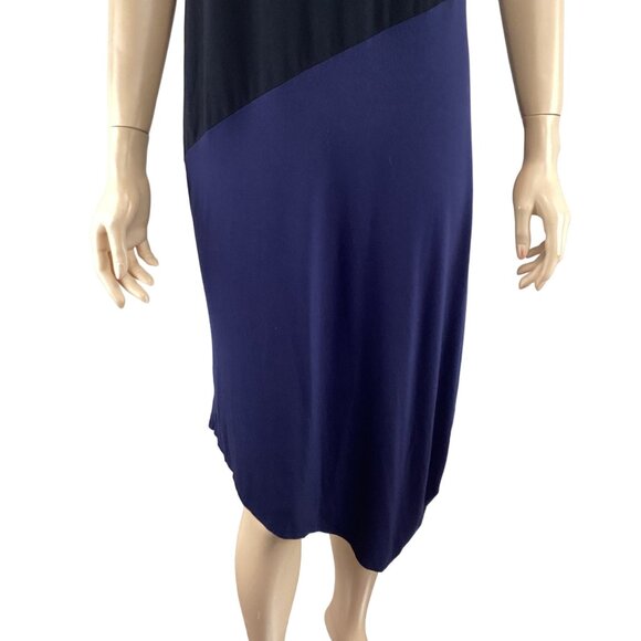 Eileen Fisher Womens Asymmetrical Colorblock Dress Size Small Knit Black &‎ Blue - Picture 11 of 12